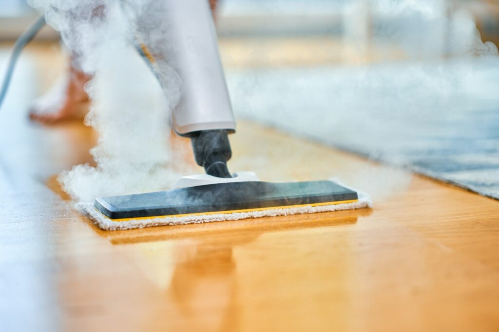 Picture of steam cleaner over floor or carpet